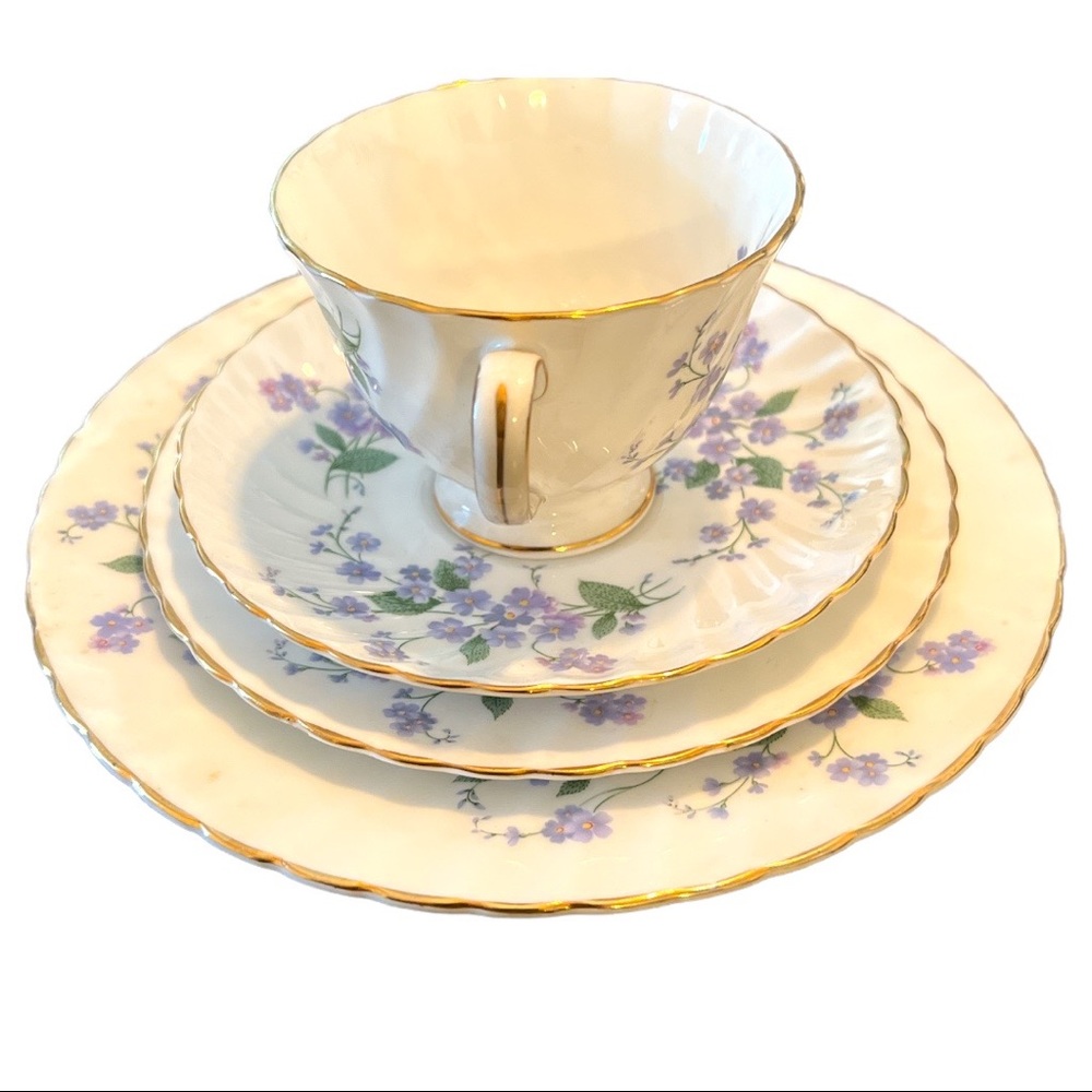Adderley English vintage Finebone China cup saucer desert salad plate (set of 3)